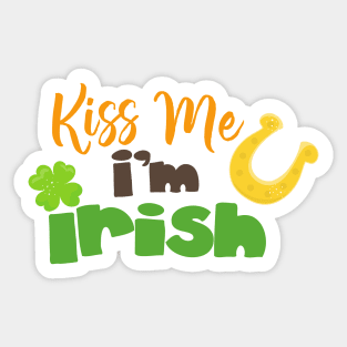 Saint Patrick's Day, Clovers, Kiss Me I'm Irish Sticker